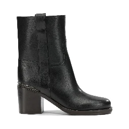 Leather pull-on ankle boots