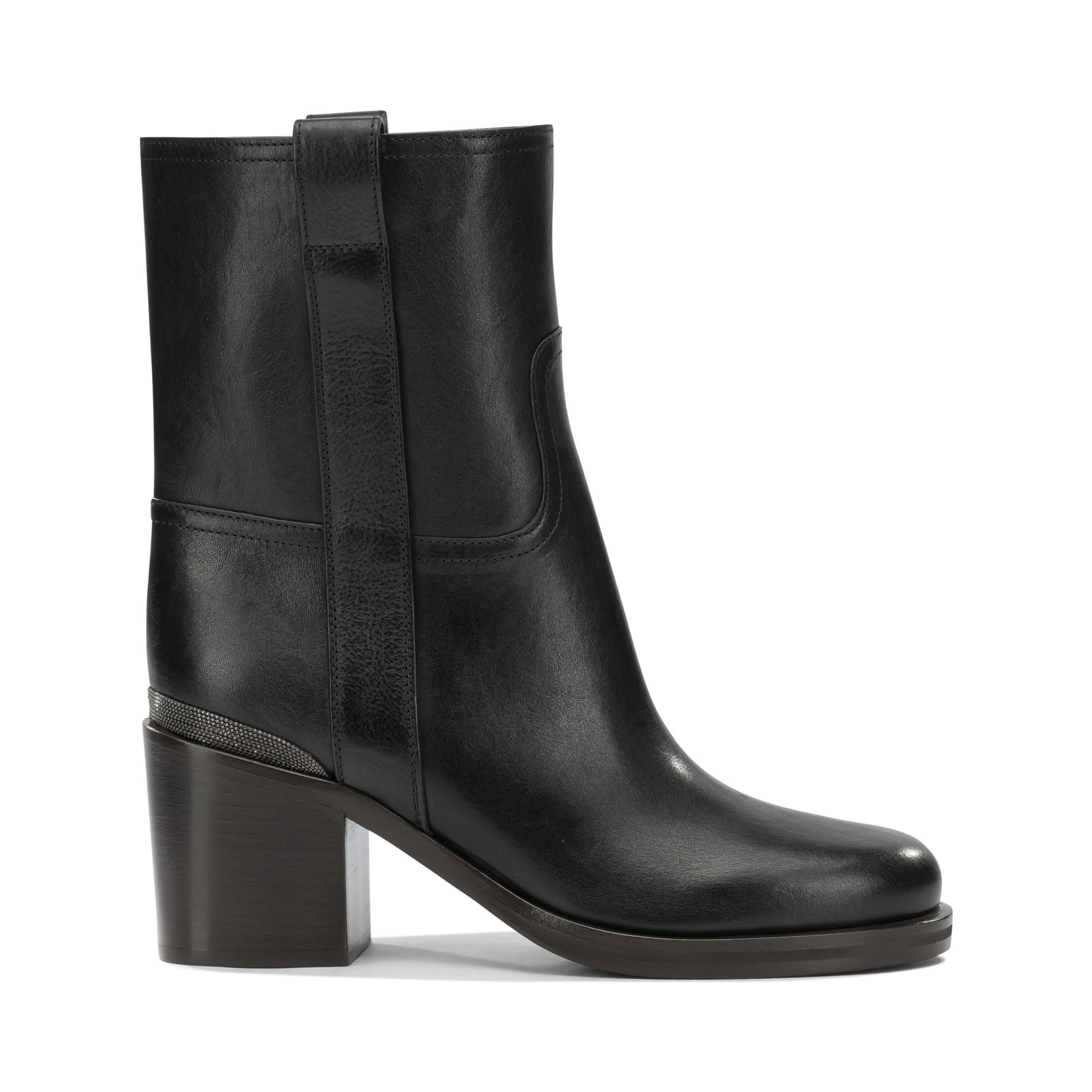 Leather pull-on ankle boots