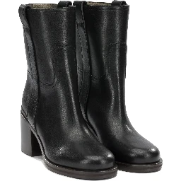 Leather pull-on ankle boots