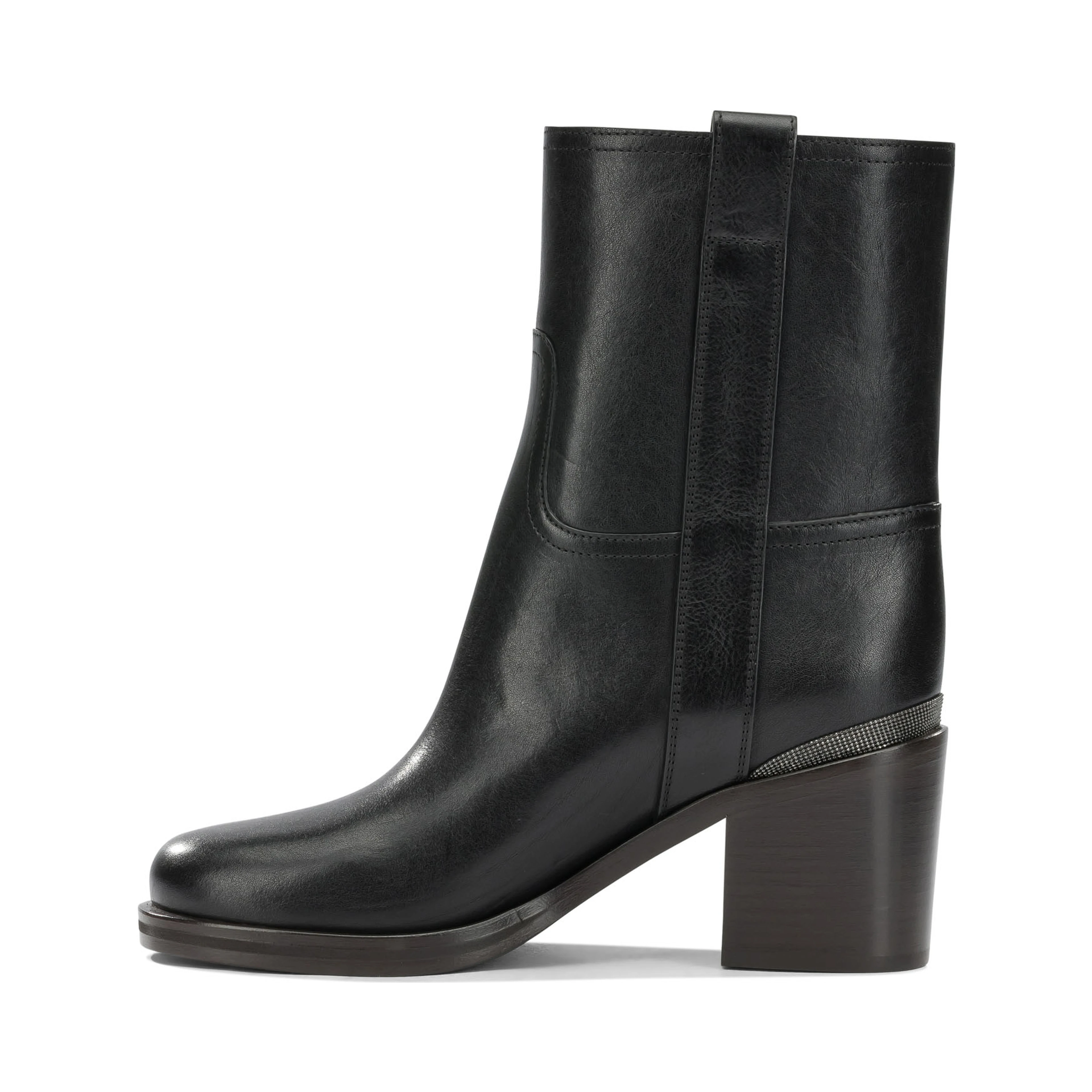 Leather pull-on ankle boots