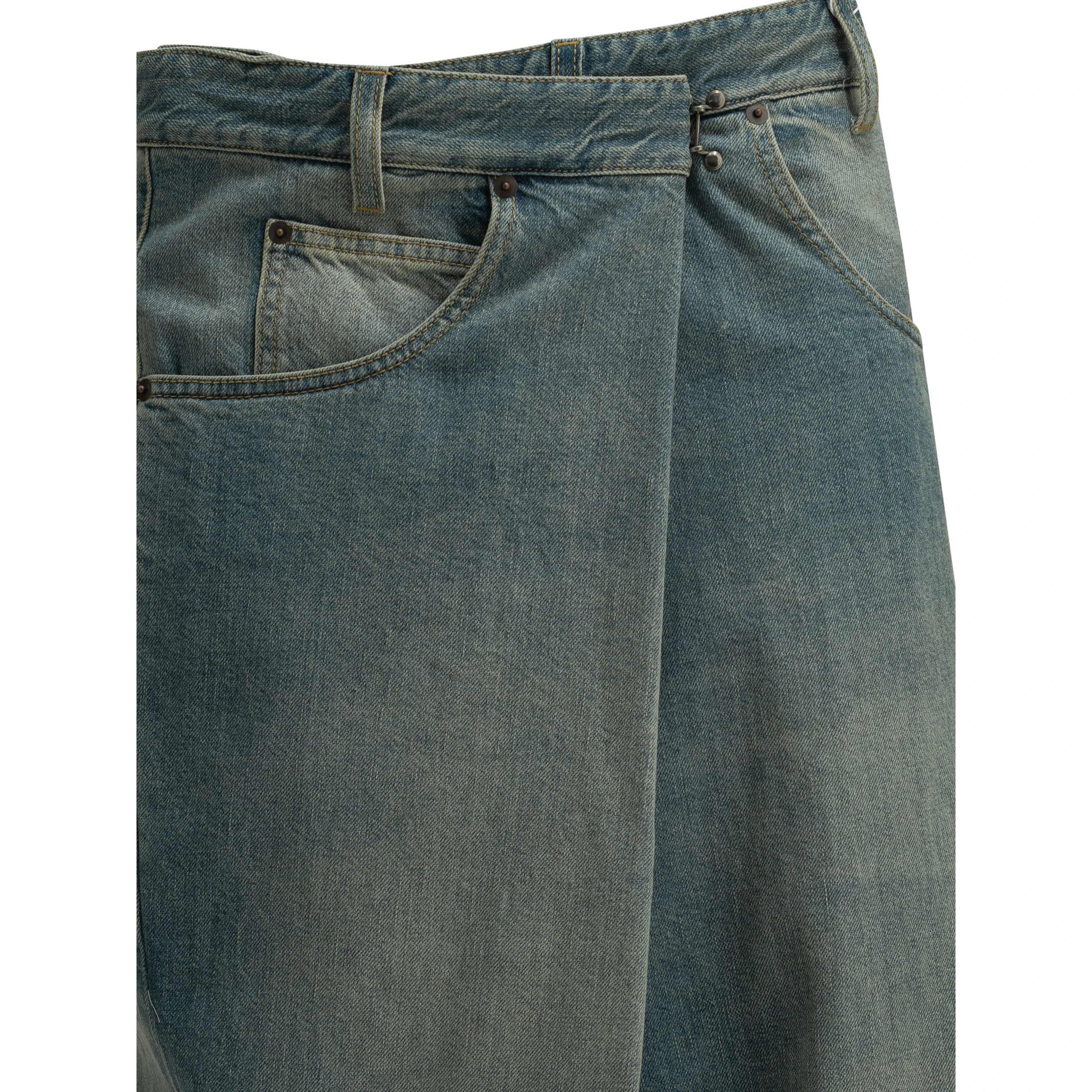 "Wrap" Wide-Leg Jeans