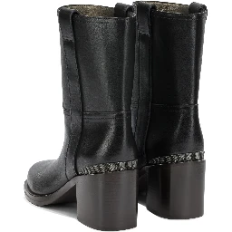 Leather pull-on ankle boots