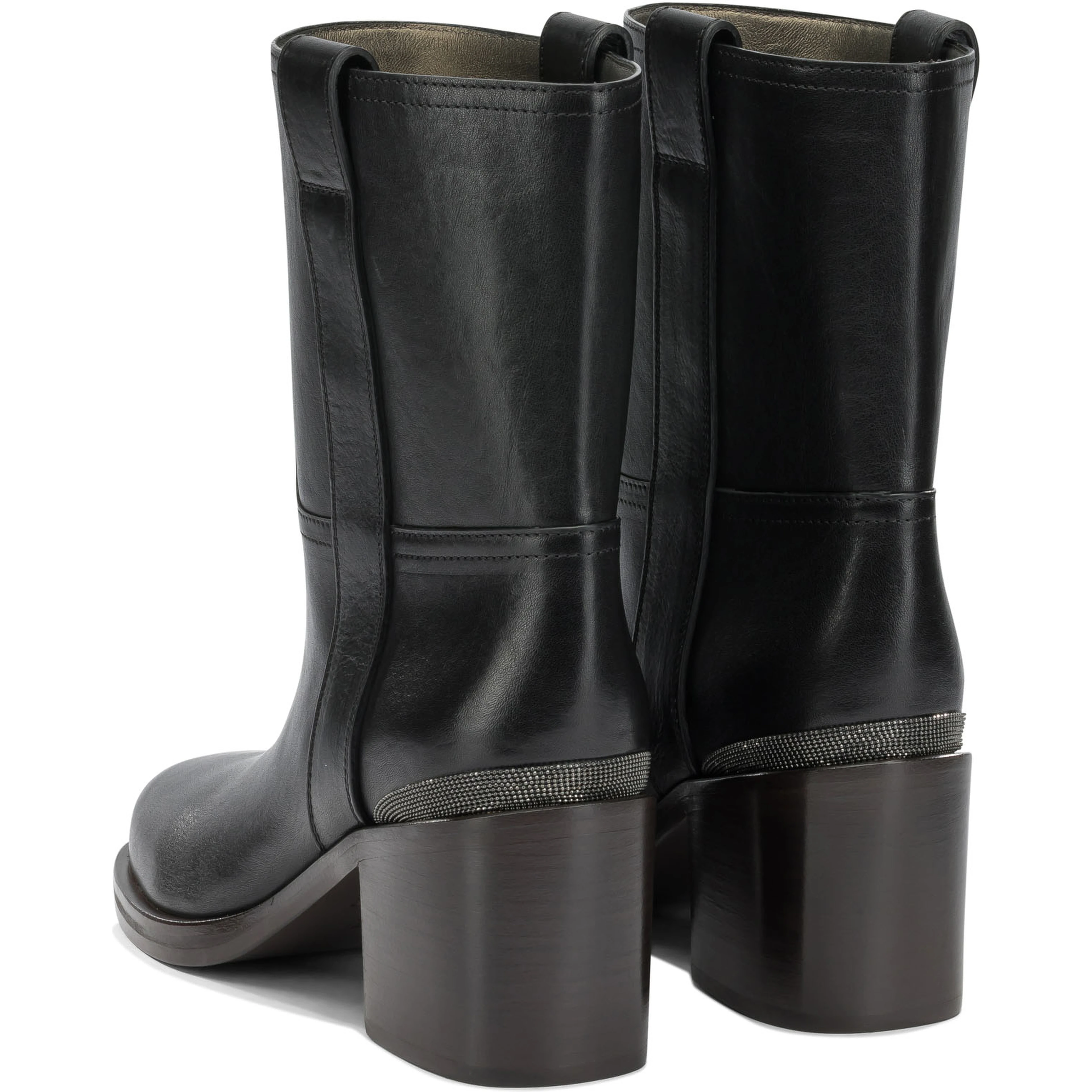 Leather pull-on ankle boots