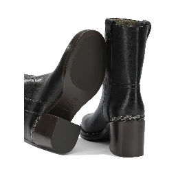 Leather pull-on ankle boots