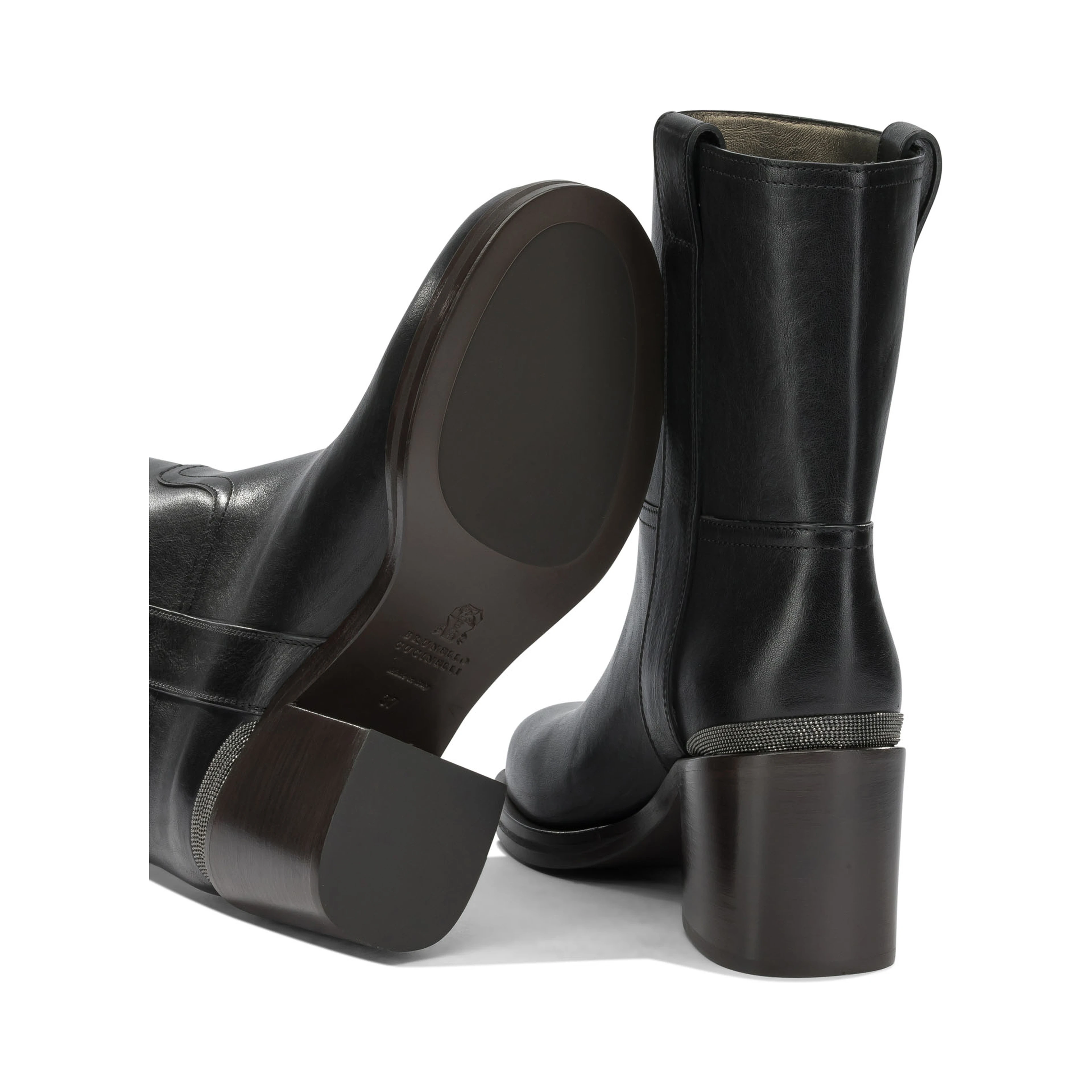 Leather pull-on ankle boots