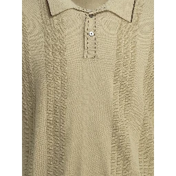 Textured knit button-down polo shirt
