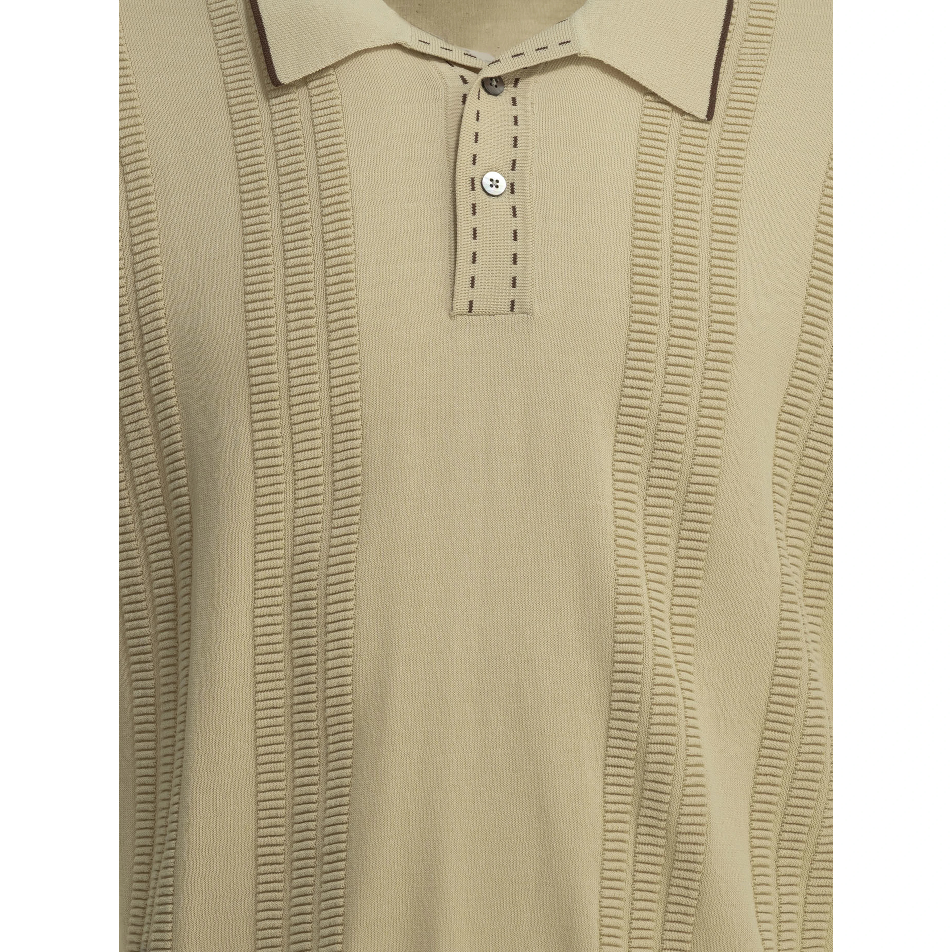 Textured knit button-down polo shirt