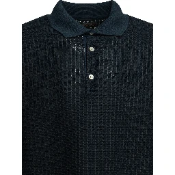 Polo shirt with buttons made of washi yarn