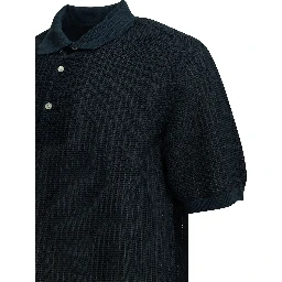 Polo shirt with buttons made of washi yarn