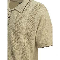 Textured knit button-down polo shirt