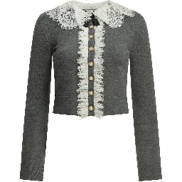 Sweater with lace collar