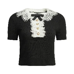Sweater with lace collar