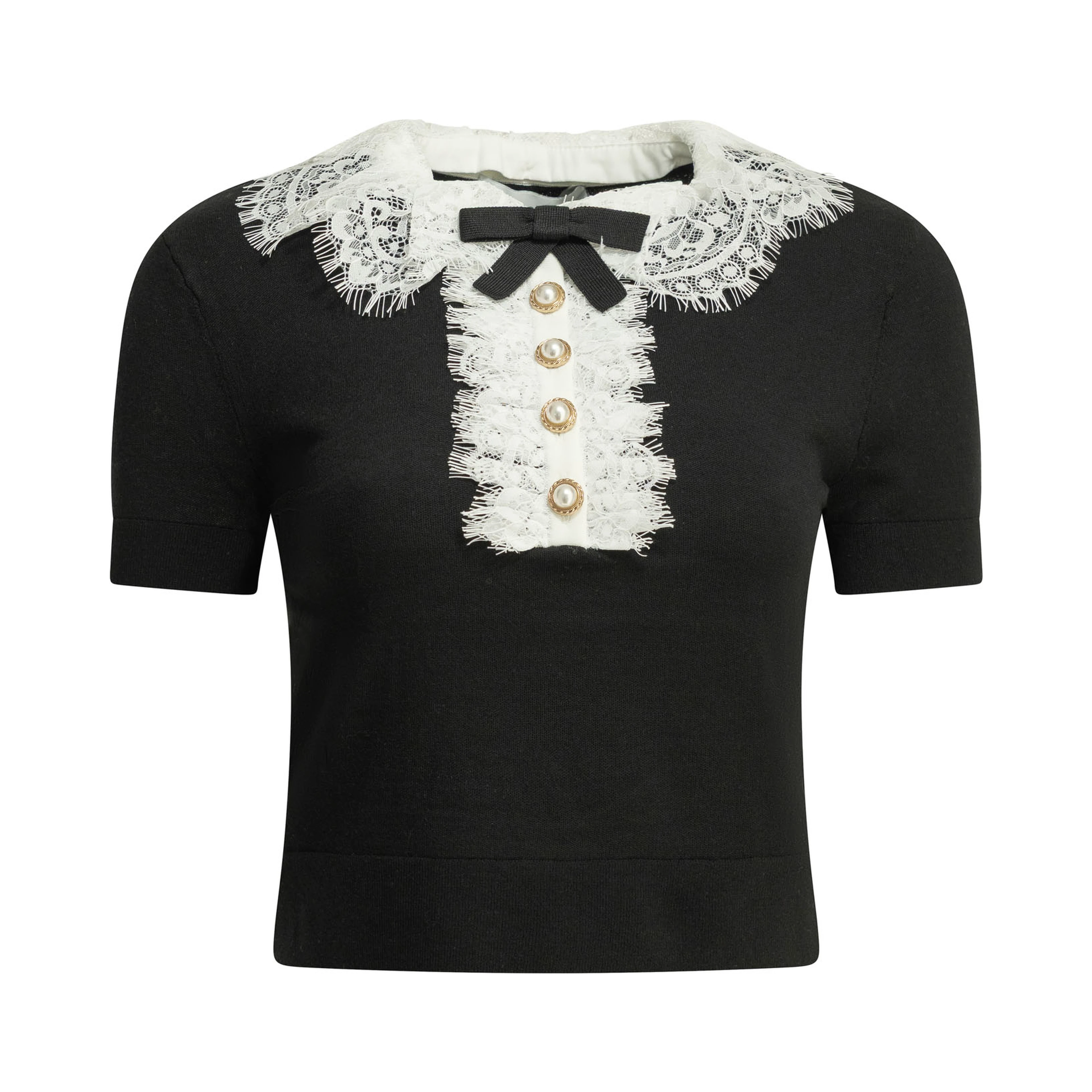 Sweater with lace collar