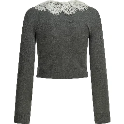 Sweater with lace collar