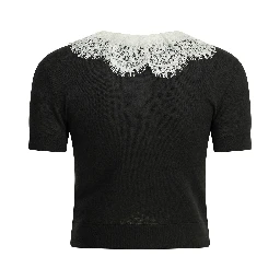Sweater with lace collar