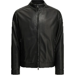 Padded leather jacket