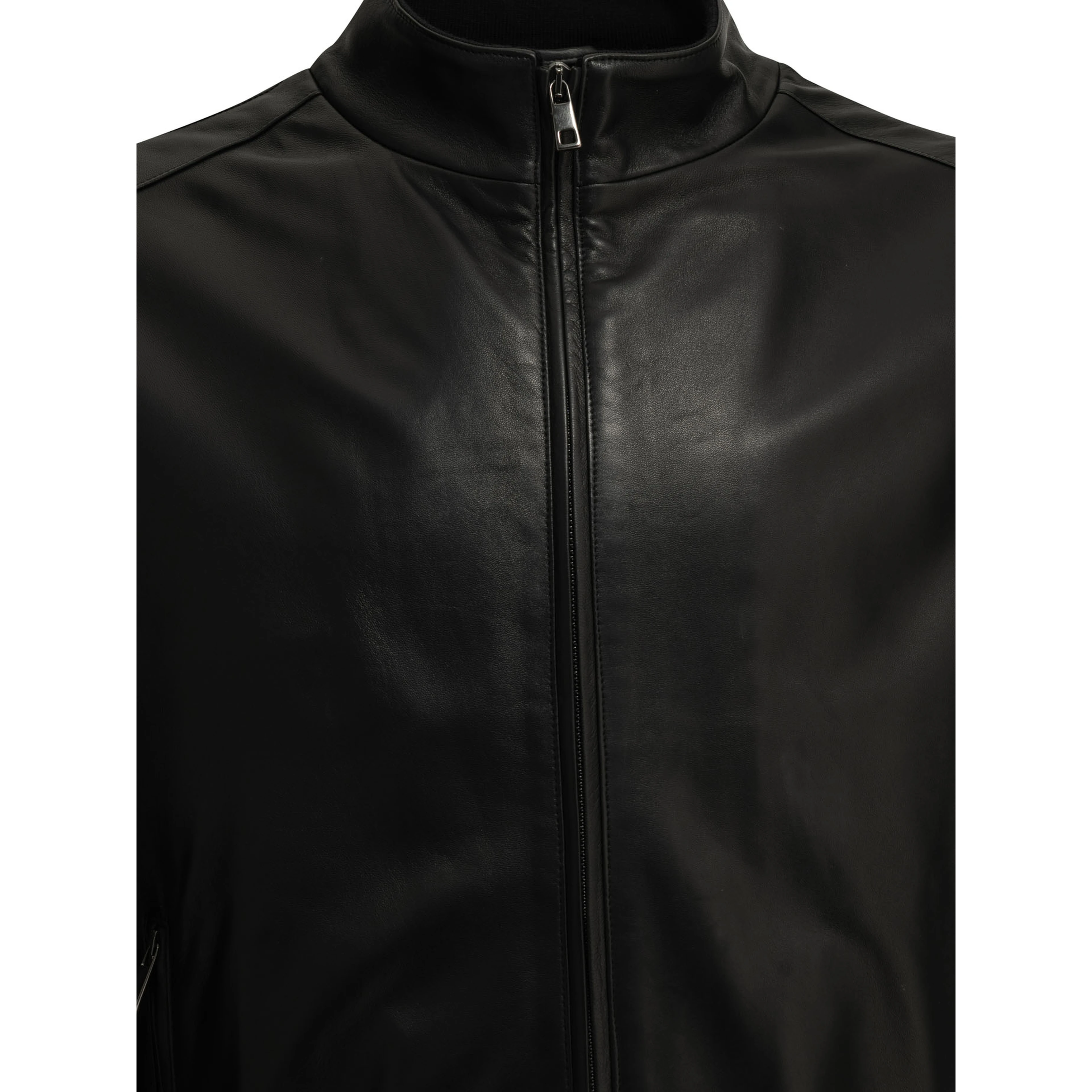Padded leather jacket