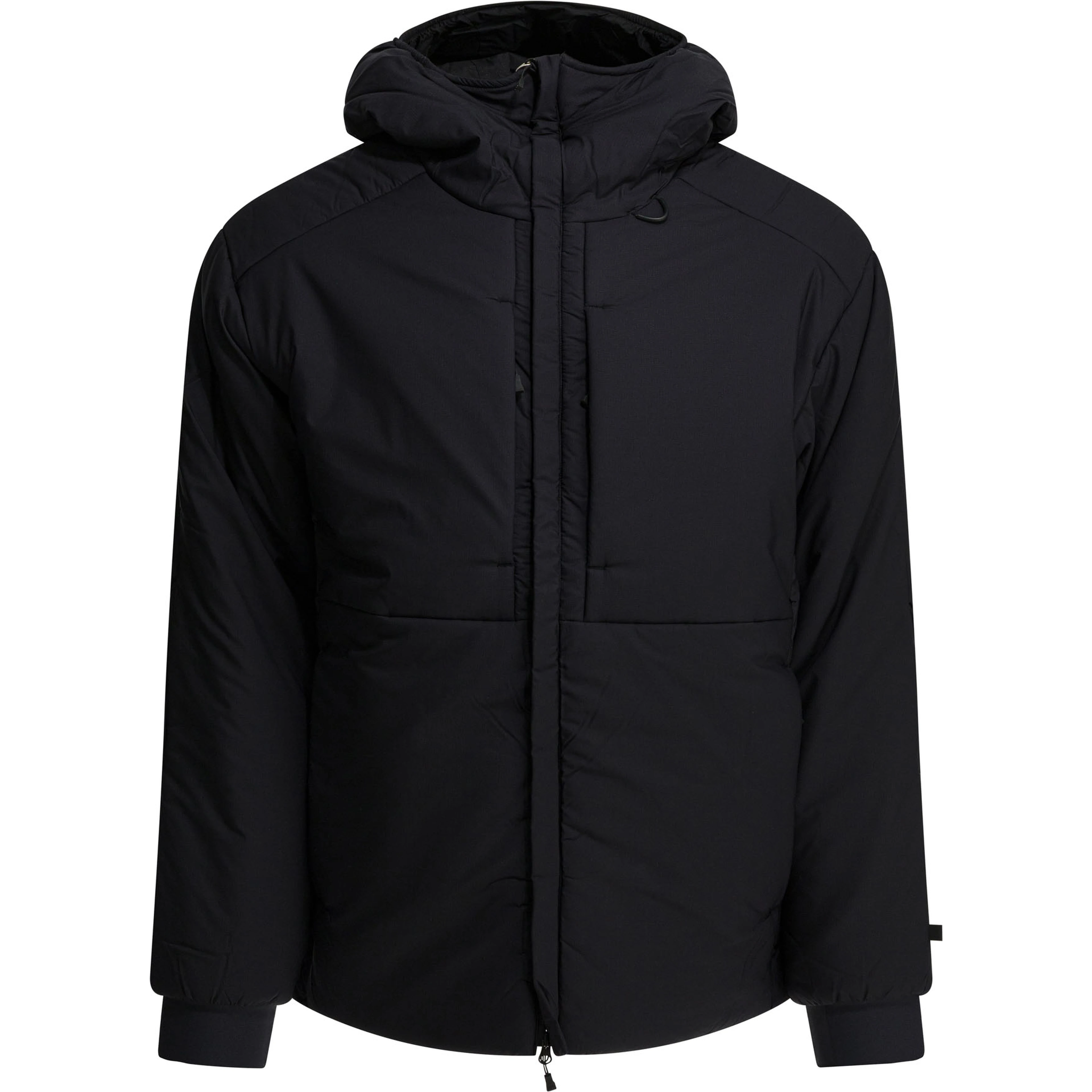 Short down jacket with zipper and hood