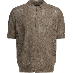 Textured knit button-down polo shirt