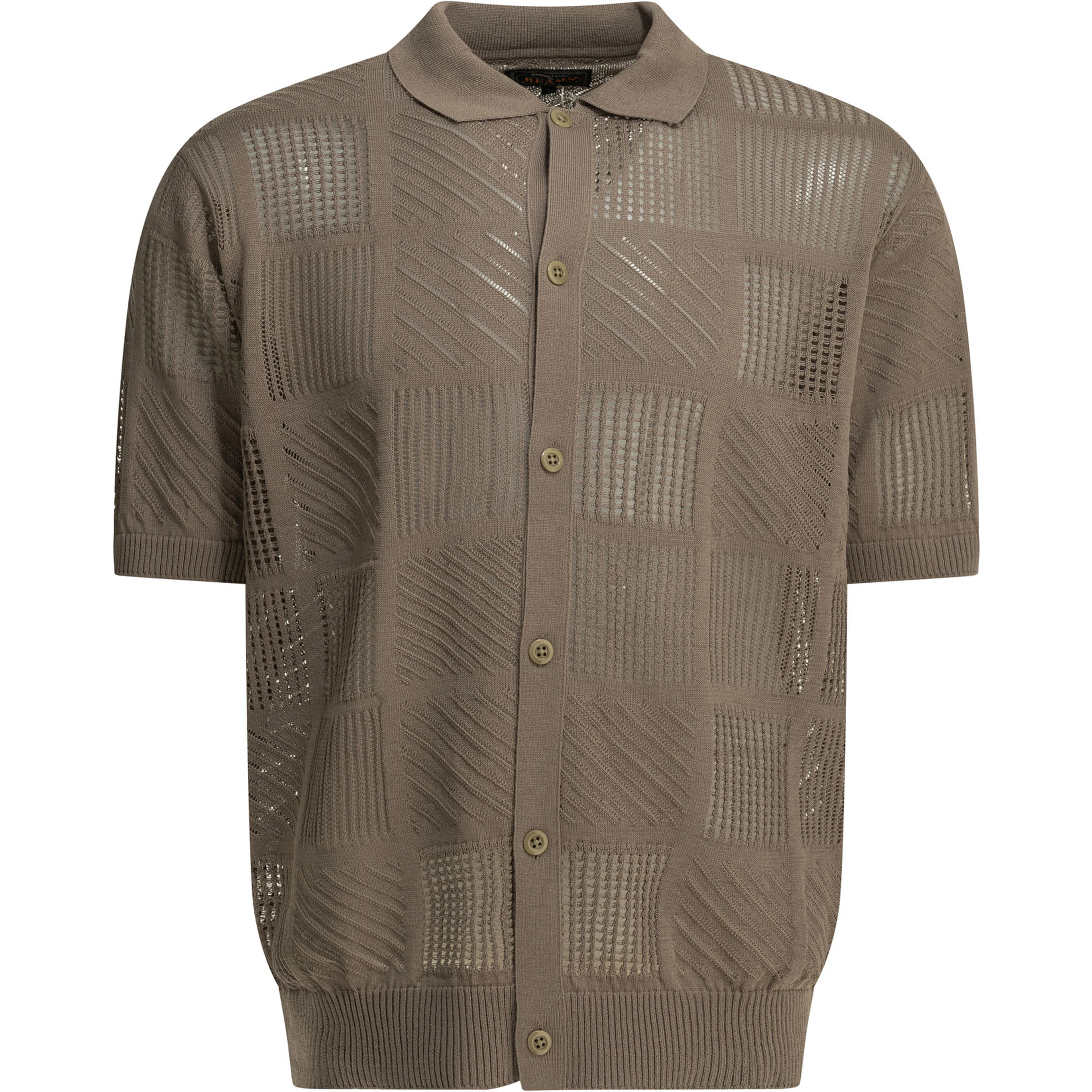 Textured knit button-down polo shirt