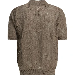 Textured knit button-down polo shirt