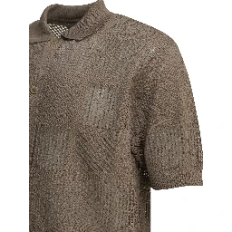 Textured knit button-down polo shirt