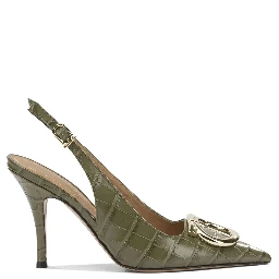 "Sara Croc 65MM" Slingback