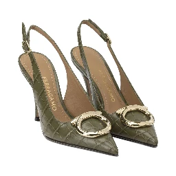 "Sara Croc 65MM" Slingback
