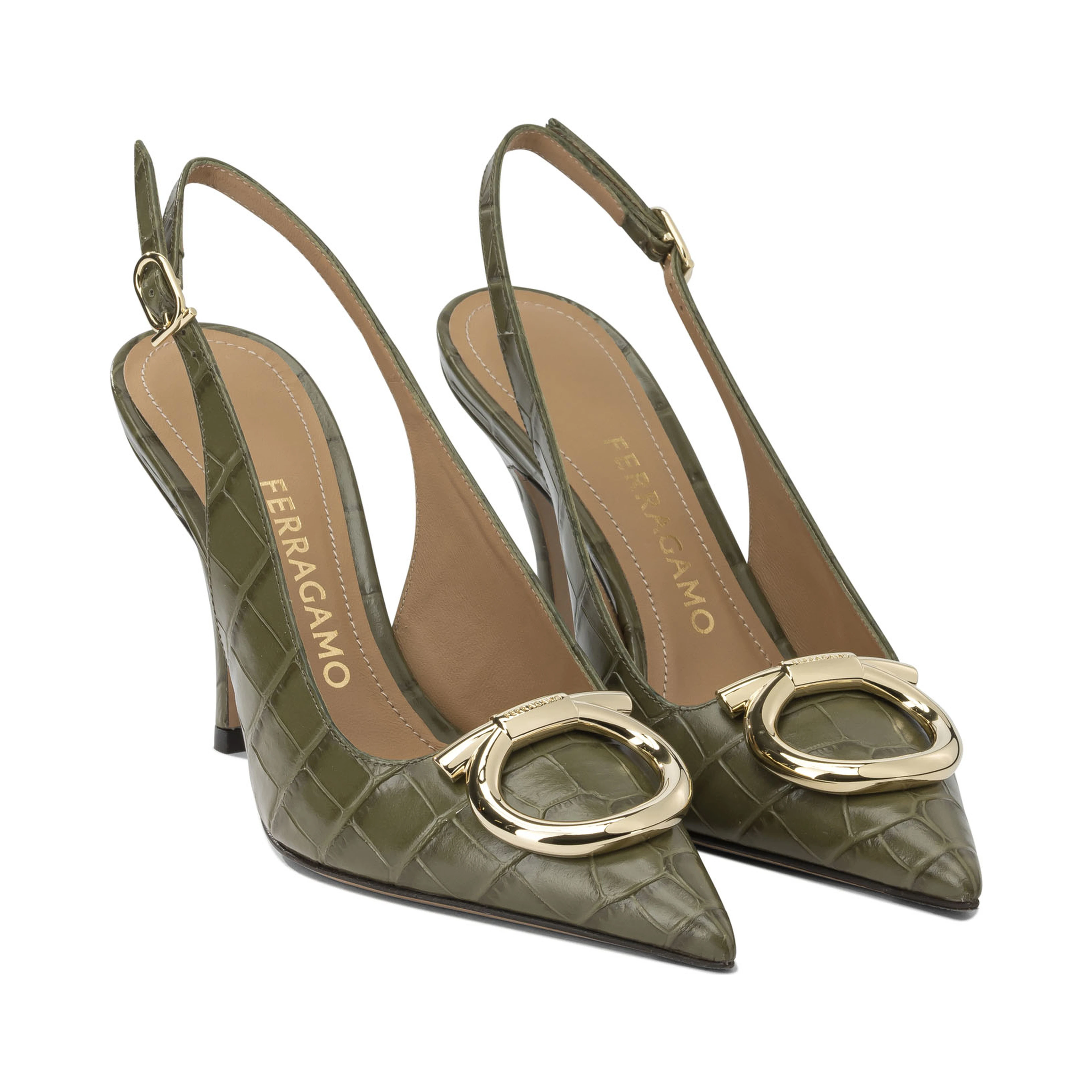 "Sara Croc 65MM" Slingback
