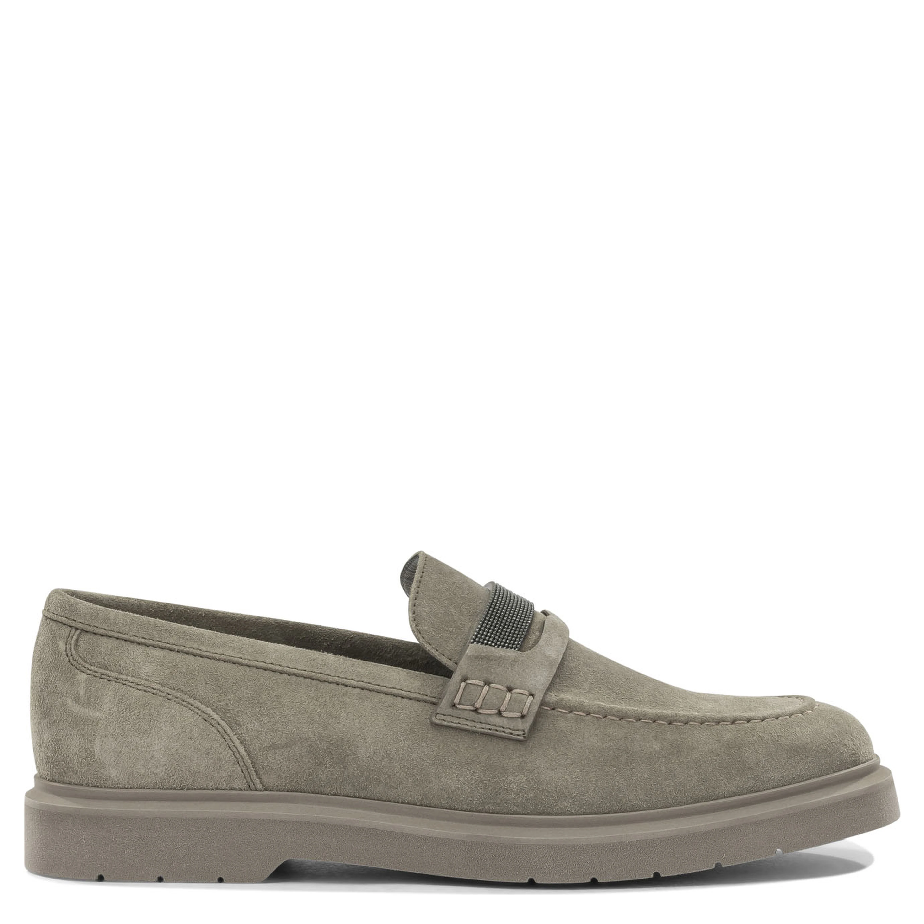 Suede loafers with charm