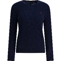 Crew-neck sweater with logo made of wool and cashmere