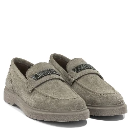 Suede loafers with charm