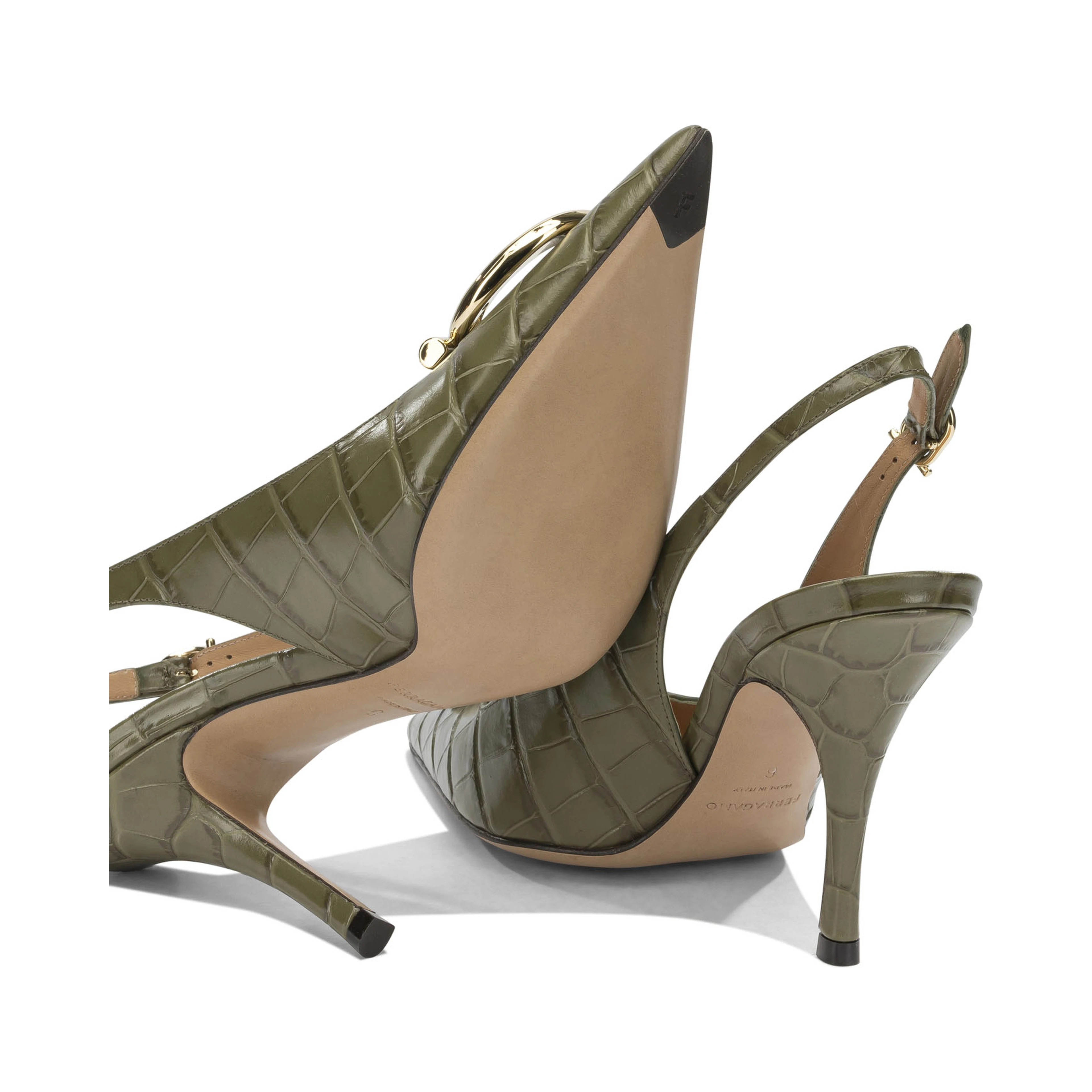 "Sara Croc 65MM" Slingback