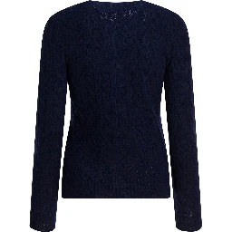 Crew-neck sweater with logo made of wool and cashmere