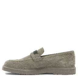 Suede loafers with charm