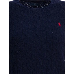 Crew-neck sweater with logo made of wool and cashmere