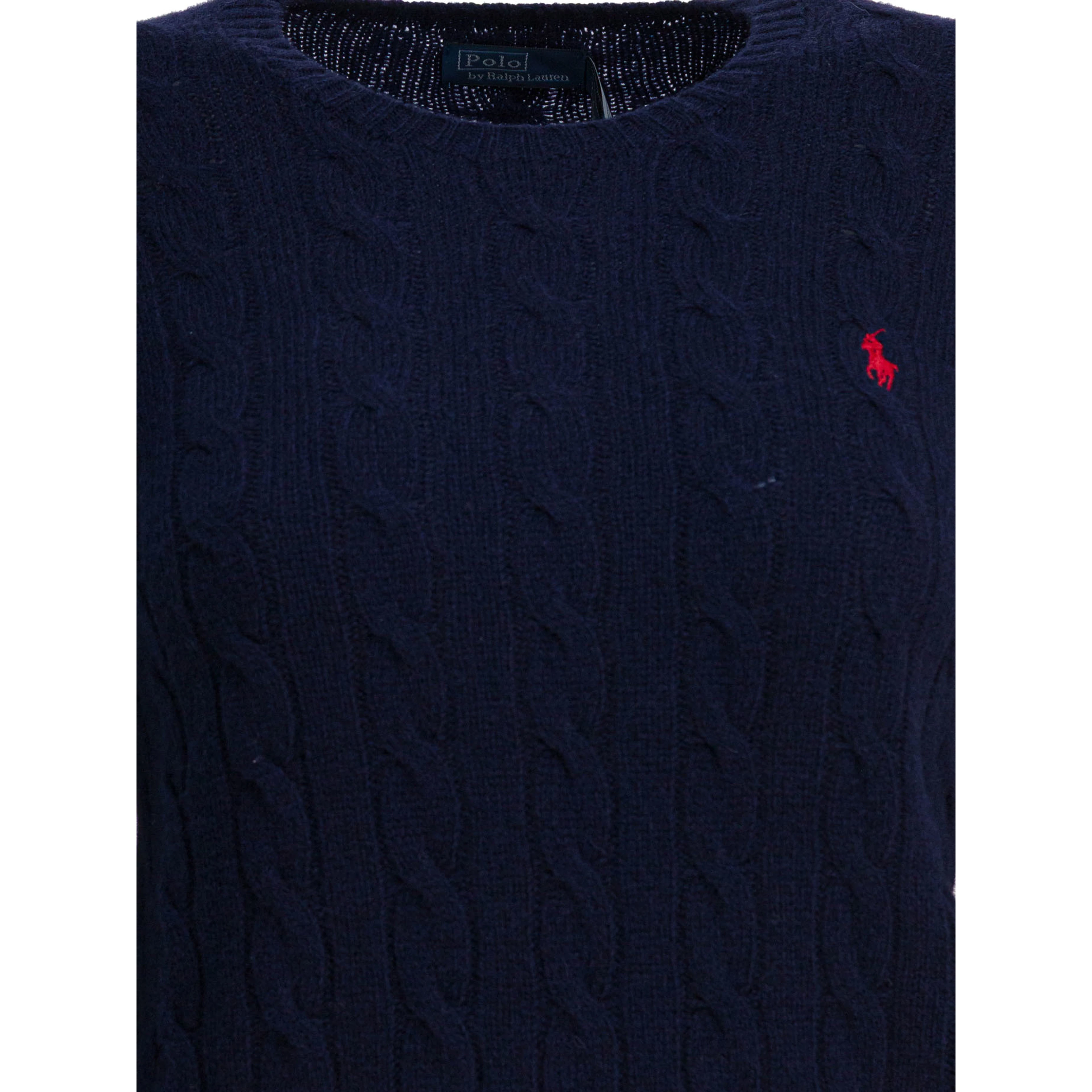 Crew-neck sweater with logo made of wool and cashmere