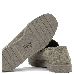 Suede loafers with charm