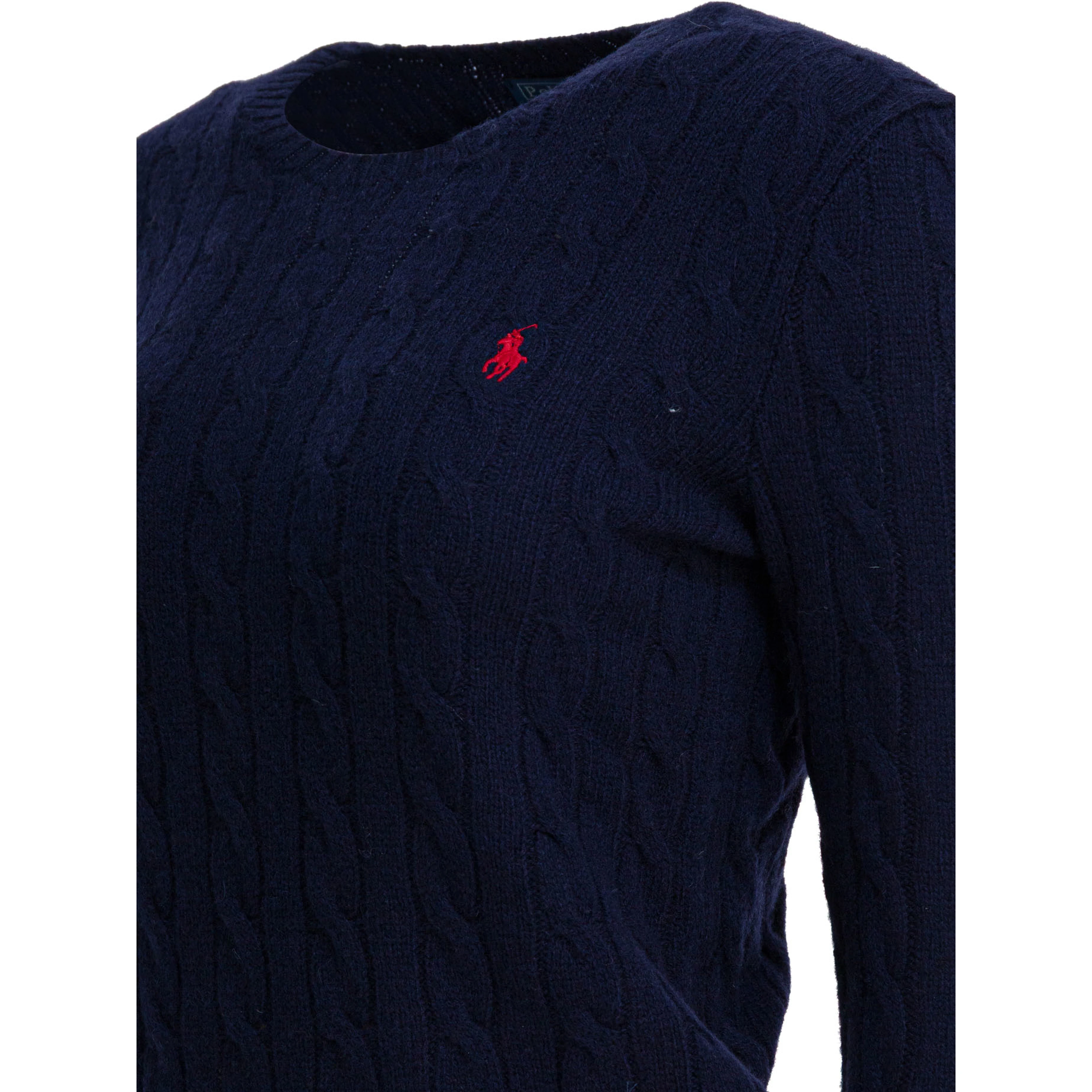 Crew-neck sweater with logo made of wool and cashmere