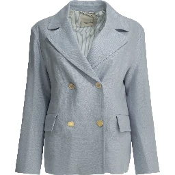 Linen double-breasted blazer