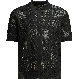 Textured knit button-down polo shirt