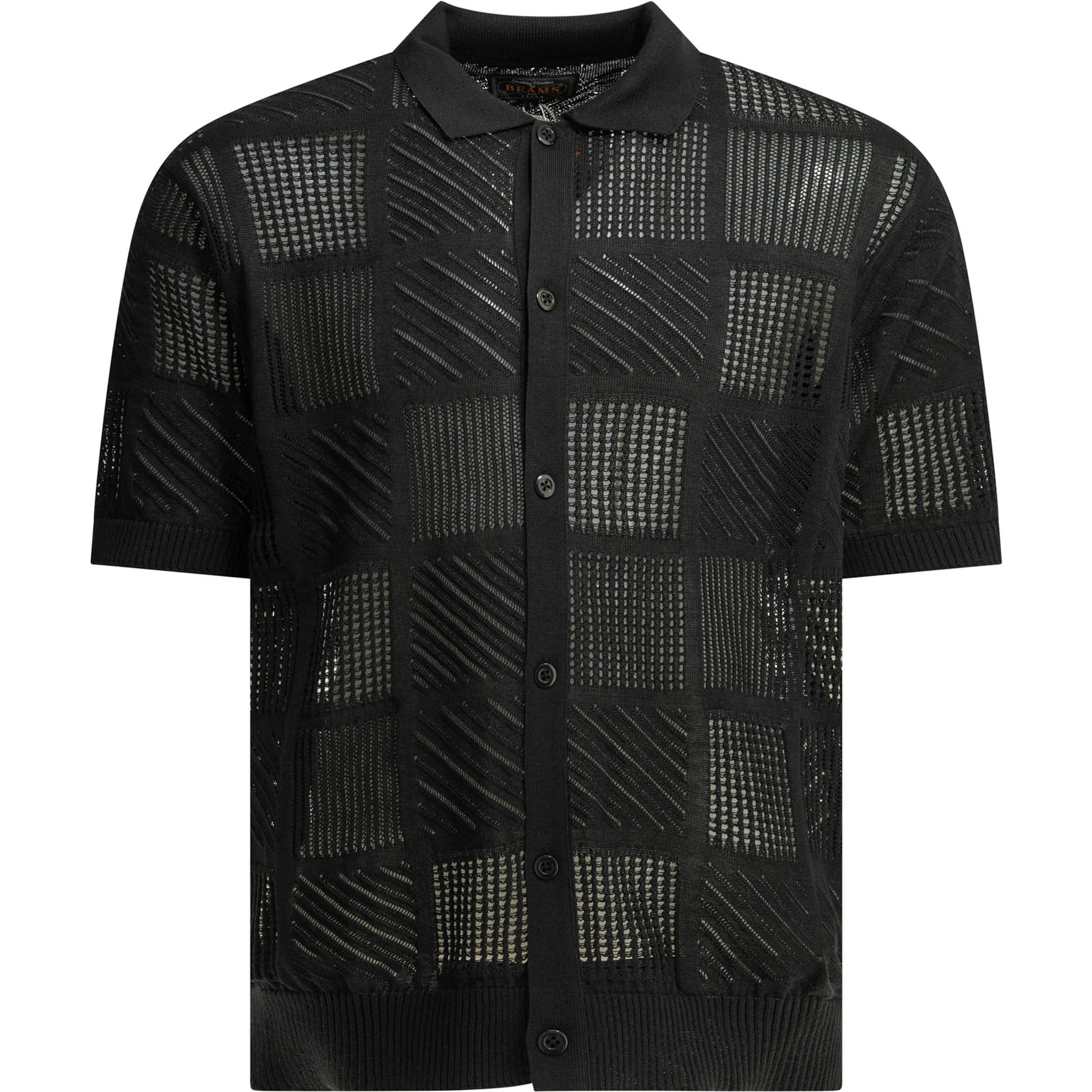 Textured knit button-down polo shirt
