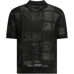 Textured knit button-down polo shirt
