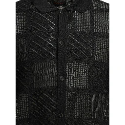 Textured knit button-down polo shirt