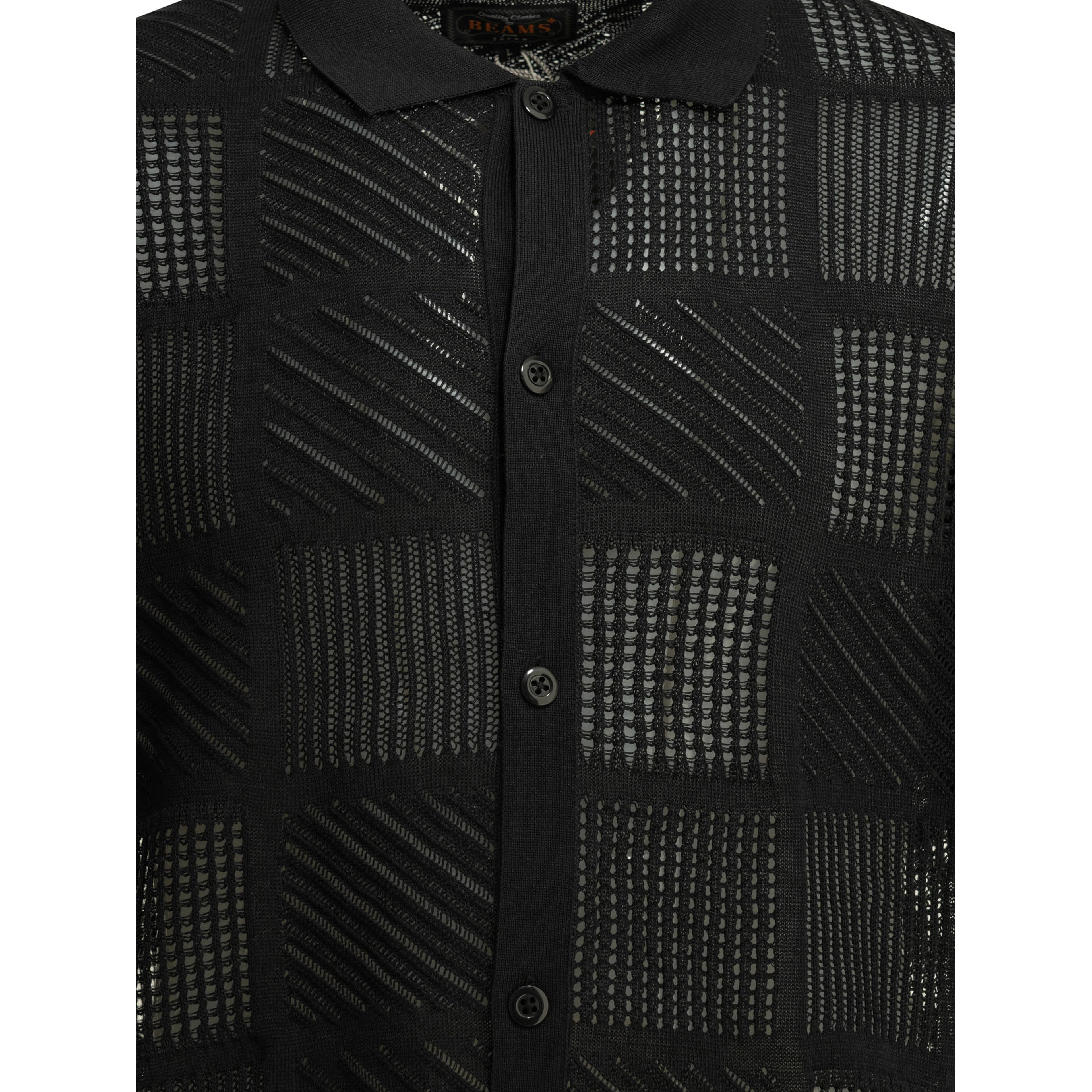 Textured knit button-down polo shirt