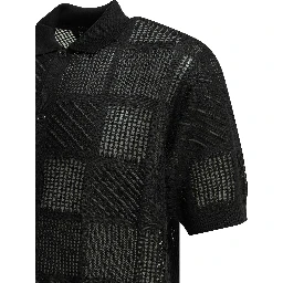 Textured knit button-down polo shirt