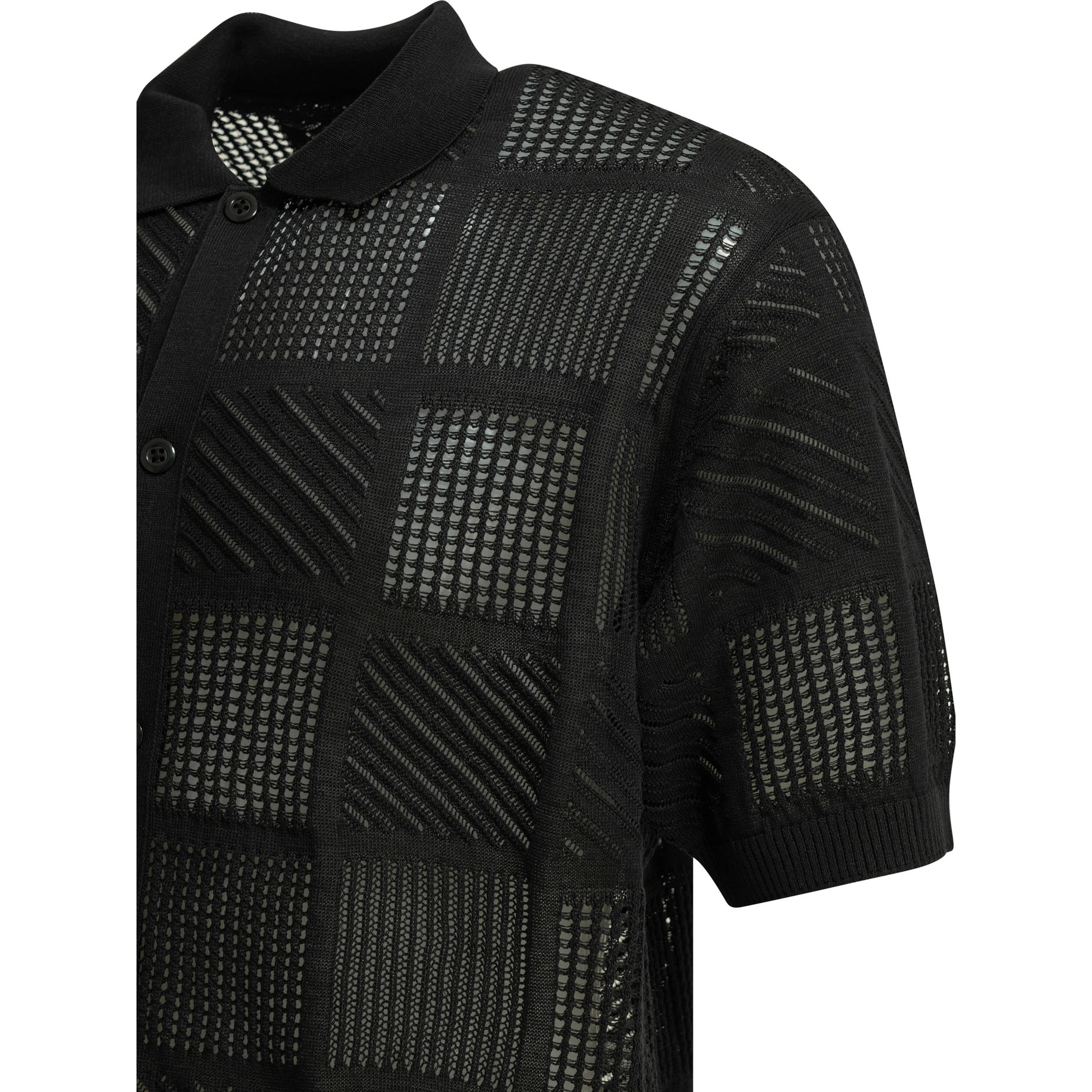 Textured knit button-down polo shirt