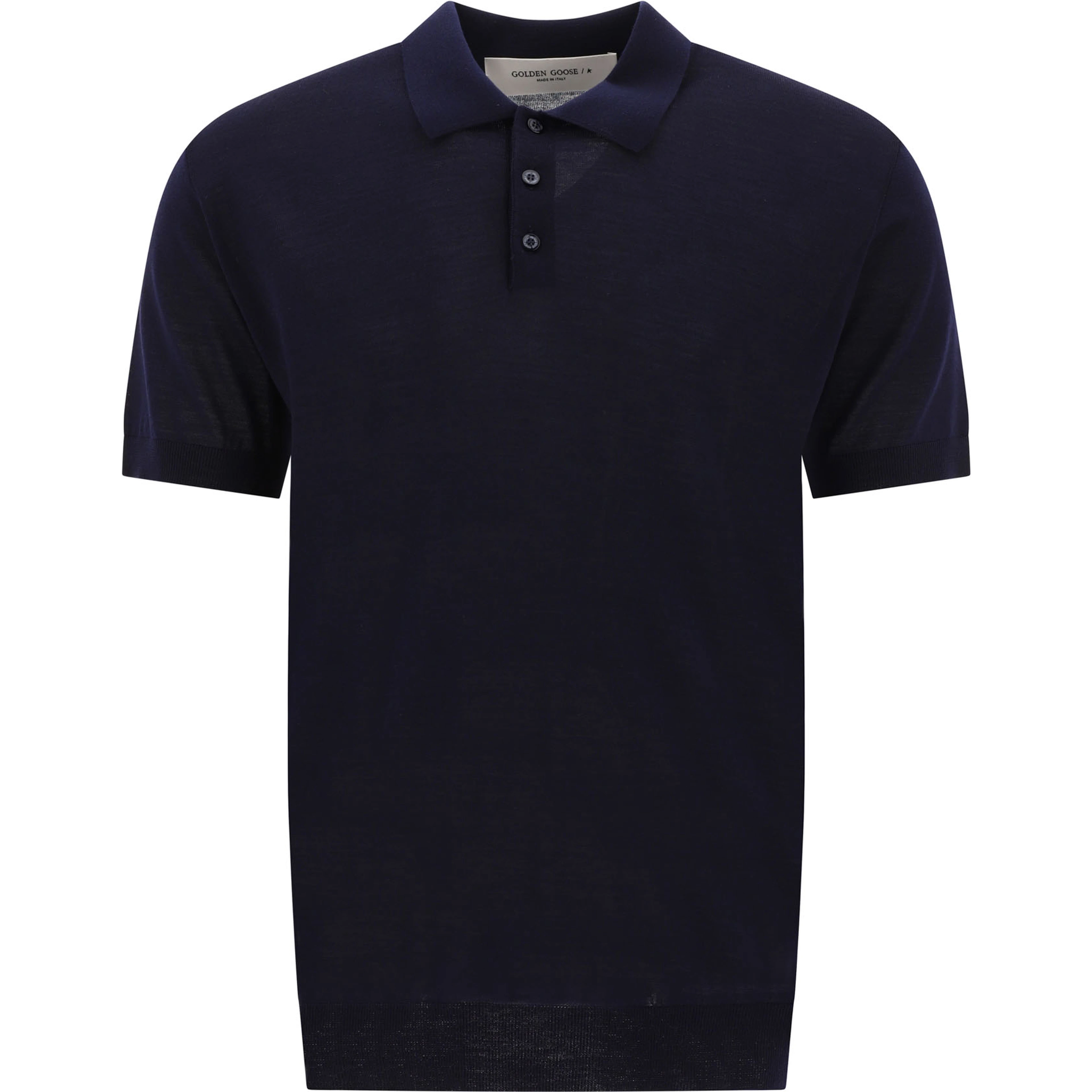 Merino wool button-down polo shirt
