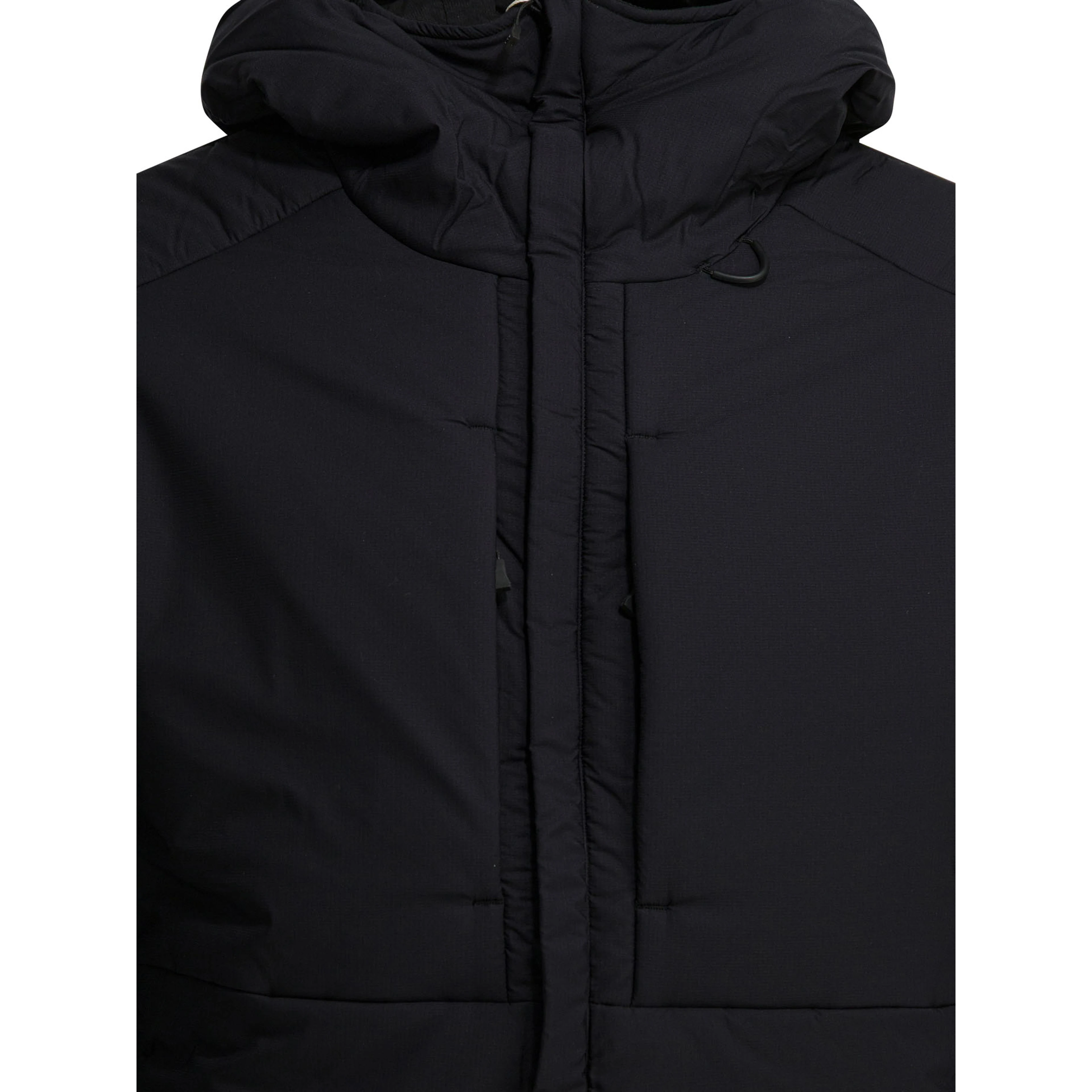Short down jacket with zipper and hood
