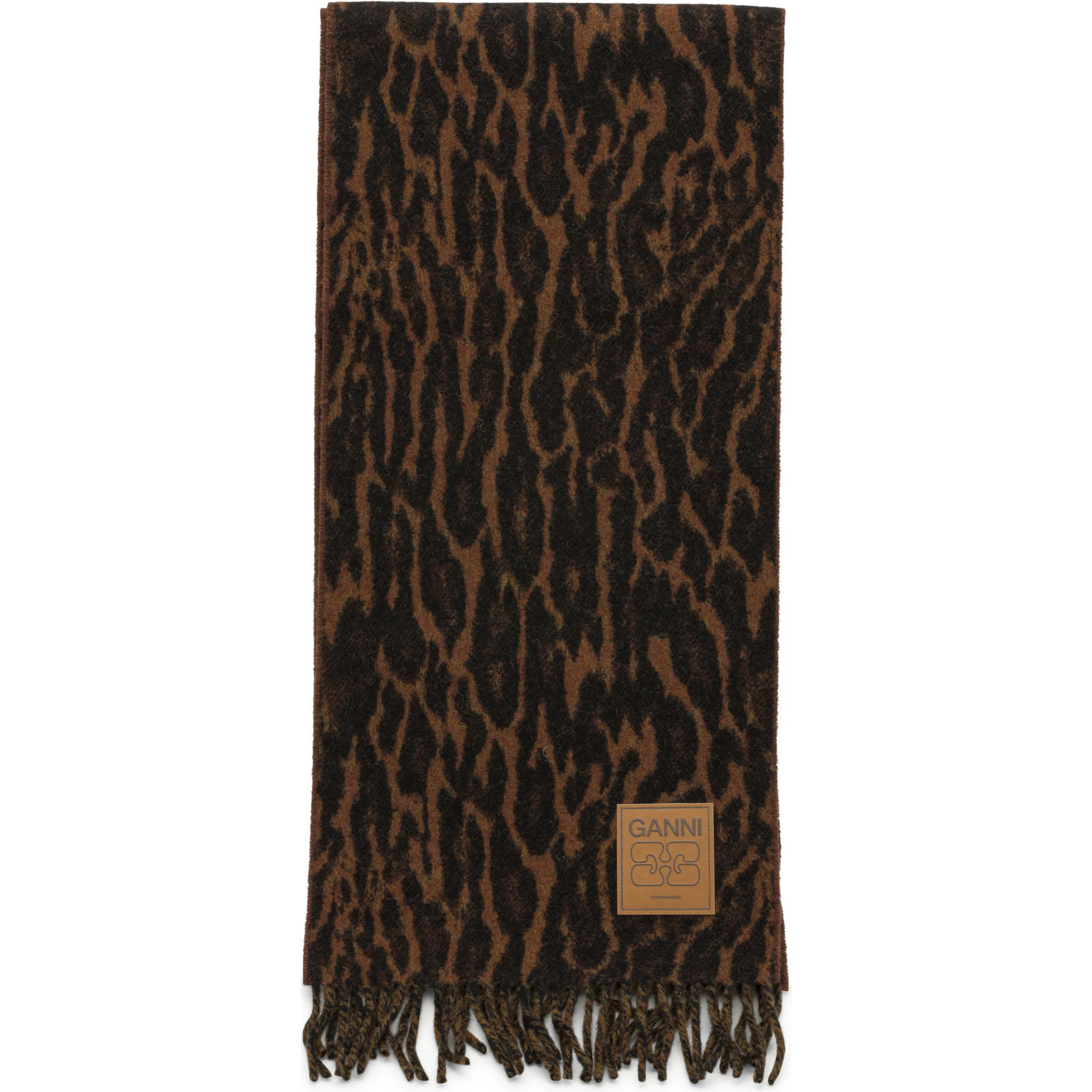 Scarf with fringes and logo
